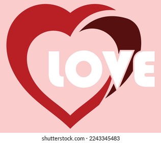 Love heart illustration, minimalist design for heart, love heart outline, Valentine's day logo and sign, wedding and engagement design, suitable for social media and ads and sticker and banners