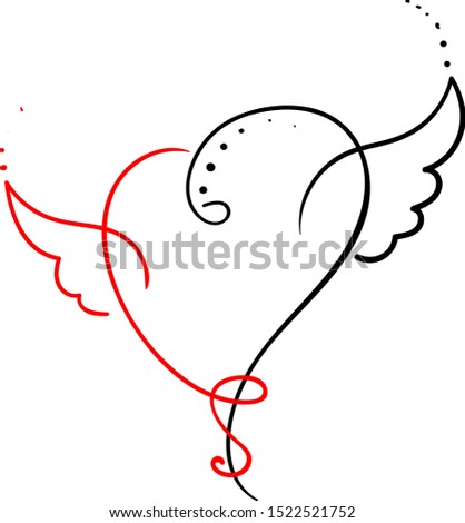 Love heart, illustration, vector on white background.