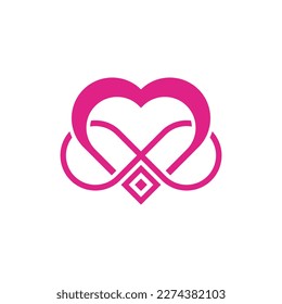 Love heart and infinity line modern logo design