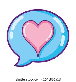 love heart inside chat bubble message