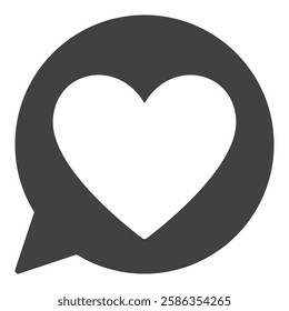 Love Heart inside speech bubble vector icon or sign