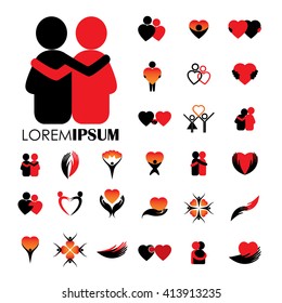 Love And Heart Intimacy And Empathy Vector Logo Icons. 