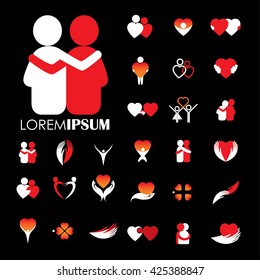 Love And Heart Intimacy And Empathy Vector Logo Icons. 