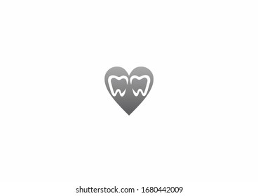Love heart with isolated tooth vector illustration. Fit for dental logo template