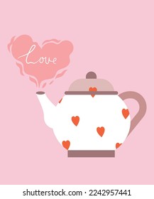 Love Heart with Kettle.Ideal for posters, postcards, invitations, and banners