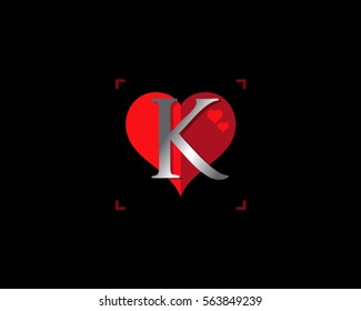 love heart letter K logo