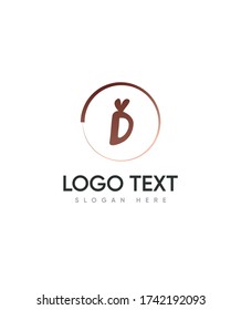 Love heart letter type D logo template, Vector logo for business and company identity 