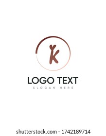 Love heart letter type K logo template, Vector logo for business and company identity 