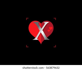 love heart letter X logo