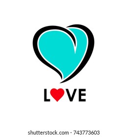 love heart light blue vector logo