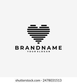 LOVE HEART LINE ART STACK BOLD MINIMALIST LOGO ICON ILLUSTRATION