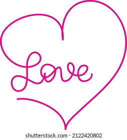 love and heart line drawing vector for wedding card