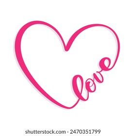 love and heart line drawing vector for wedding card