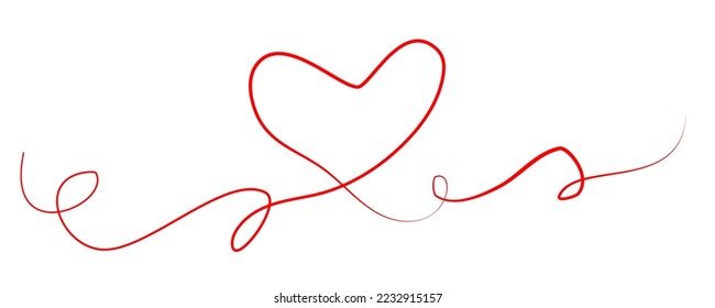 Love Heart Line Tangled Drawing. Continuous Line Drawing of Heart Trendy Minimalist Illustration. 