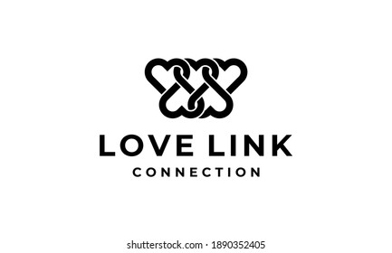 Love Heart Link Connection Logo Design Inspiration