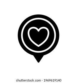 Love heart location pin icon with glyph style. Placeholder vector icon