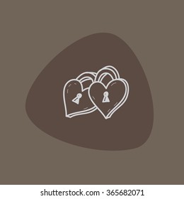 Love heart lock icon vector doodle valentines