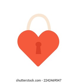 Love heart with lock. Valentine day, romantic relationship, love celebrating vector illustration