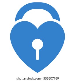 Love Heart Lock vector icon. Flat cobalt symbol. Pictogram is isolated on a white background. Designed for web and software interfaces.