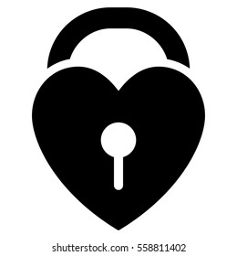 Love Heart Lock vector icon. Flat black symbol. Pictogram is isolated on a white background. Designed for web and software interfaces.