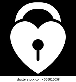 Love Heart Lock vector icon. Flat white symbol. Pictogram is isolated on a black background. Designed for web and software interfaces.