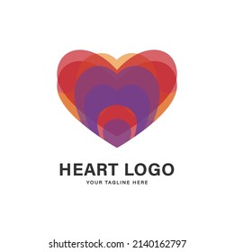Love heart logo design with a bit 3d style and overlapping color