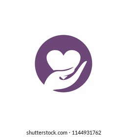 Love Heart Logo Flat Purple Vector, Icon, Illustration Design Element