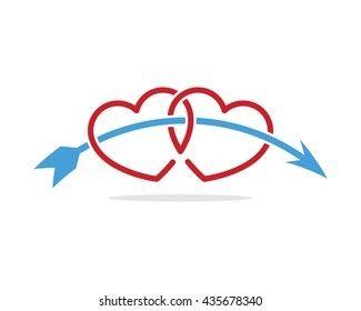 love heart logo and icon