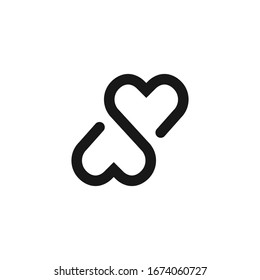 Love Heart Logo Sign Vector Design.