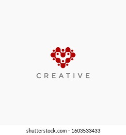 love heart logo simple premium