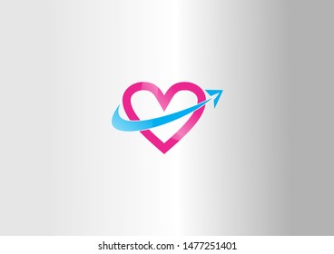 Love heart logo and template. Vector Illustration