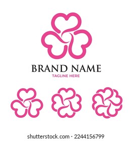 Love or heart logos set abstract design template for beauty or wedding company