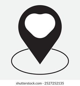 Love and heart map location pin icon vector. vector illustration.