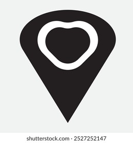 Liebe und Herzkarte Standort Pin Ikone Vektor. Vektorgrafik.