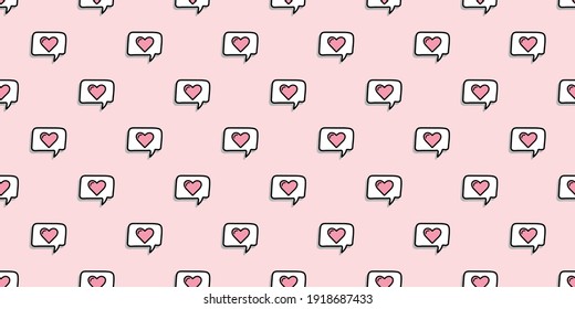Love, heart messages seamless repeat pattern background, valentine pink background.