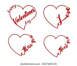 Love Heart, Miss You, Need You, Happy Valentine's Day, Valentine T shirt Design Vector, Wedding Sign, 