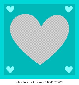 Love heart mockup template in soft green color. Vector illustration for greeting cards, animations and stickers