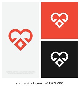 Love Heart Modern Logo Vector