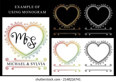 Love Heart Monogram Graphic Vector 