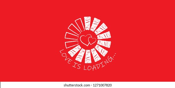 Love heart month or happy singles day is loading. 14 february, valentine, valentines day or romantic, wedding banner or card signs. Funny vector romance quotes icons. I love always or miss you forever