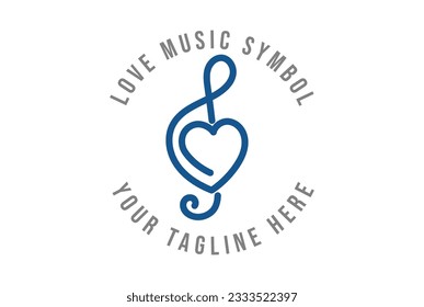 Love Heart Music Tone Note Symbol Icon Illustration Vector