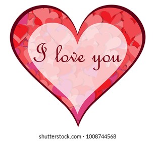 Love heart on Valentines Day with text I love you. EPS vector background