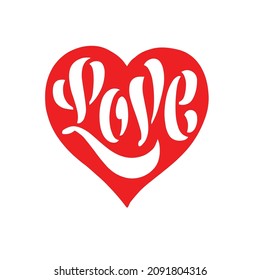 love in heart on a white background.modern typography design.vector illustration.image perfect for social media,web design,greeting card,t-shirt,poster,sticker,flyer,textille,banner,bags,postcard,etc