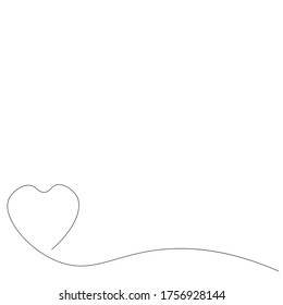 Love heart one line drawing. Vector illustration