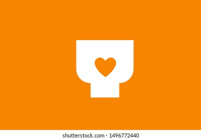 love heart orange white alphabet letter y for company logo icon design. Suitable as logotype for a business