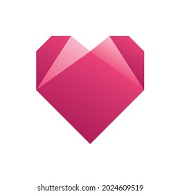 Love, Heart Origami Gradient Flat Icon Logo Illustration Vector Isolated. Origami and Paper Craft Icon-Set. Suitable for Web Design, Logo, App. 