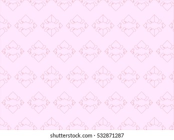 Love heart outlines pattern on pink background suitable for wrapping paper or fabric