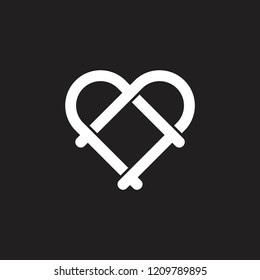 love heart overlapping lines monogram symbol vector