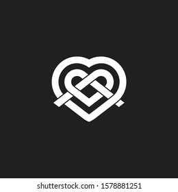 love heart overlapping ribbon care symbol vector