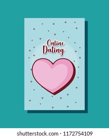 love heart passion online dating card cartoon